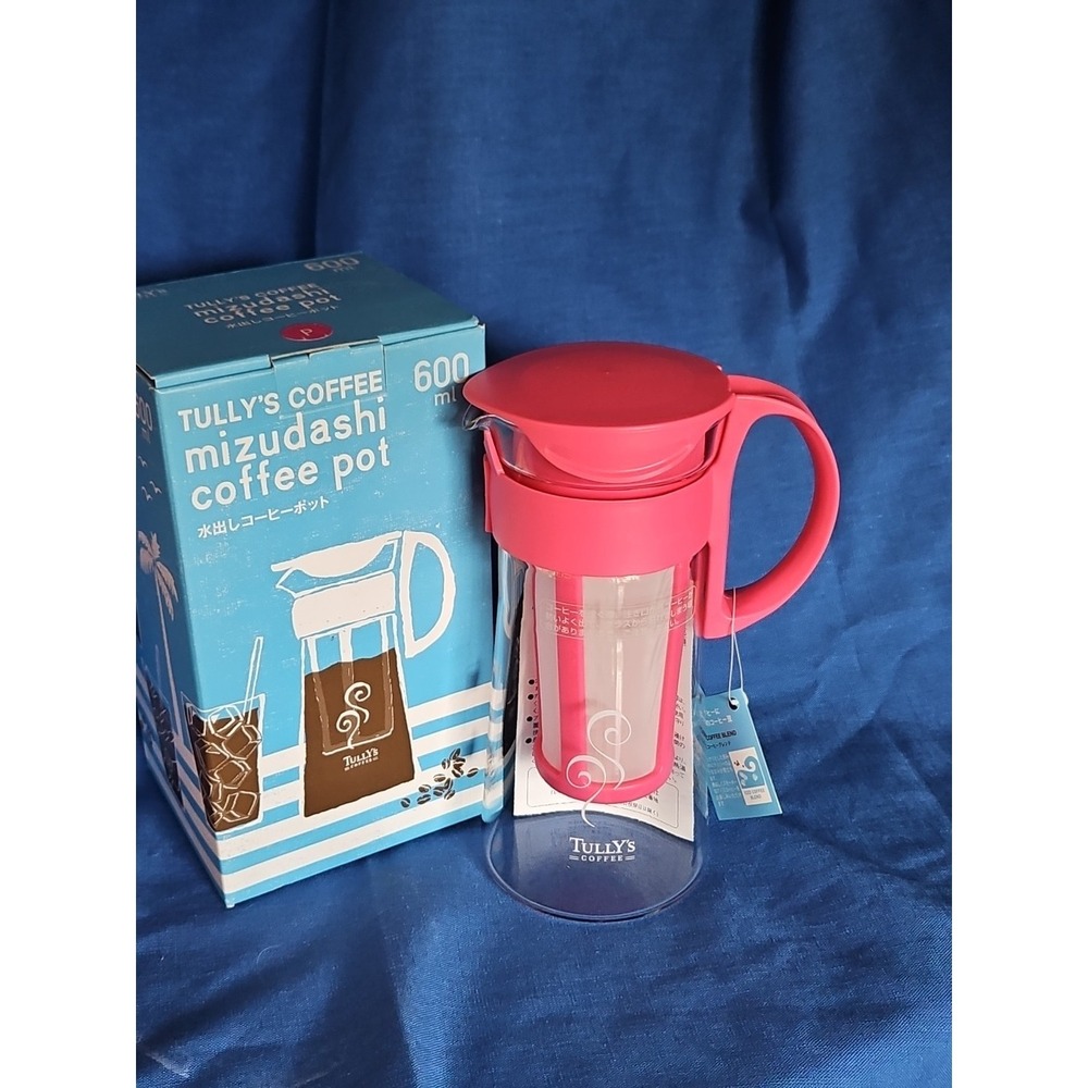 Tully's Coffee Mizudashi Cold Brew Coffee Pot PINK 600ml Glass New